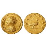 Faustina Junior gold aureus struck by her father Antoninus Pius at the Rome Mint in 154-156 A.D.