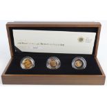 Three coin set 2011 (Sovereign, Half Sovereign & Quarter Sovereign) Proof FDC boxed as issued