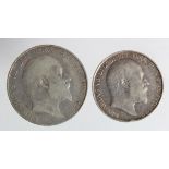 Edward VII silver (2): Halfcrown 1903 Fine, scratch obv. and die flaw below date, and Florin 1903