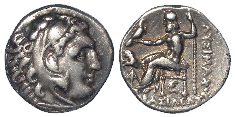 Alexander III the Great 336-323 B.C. silver drachm, reverse:- Zeus enthroned left, no back to