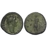 Antoninus Pius, brass sestertius, Rome Mint 146 A.D., reverse:- Antoninus dressed in military