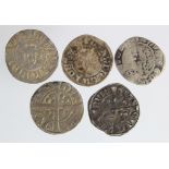 Edward I Durham silver pennies (5): Classes unidentified, Fair to aVF; with tickets/provenances.