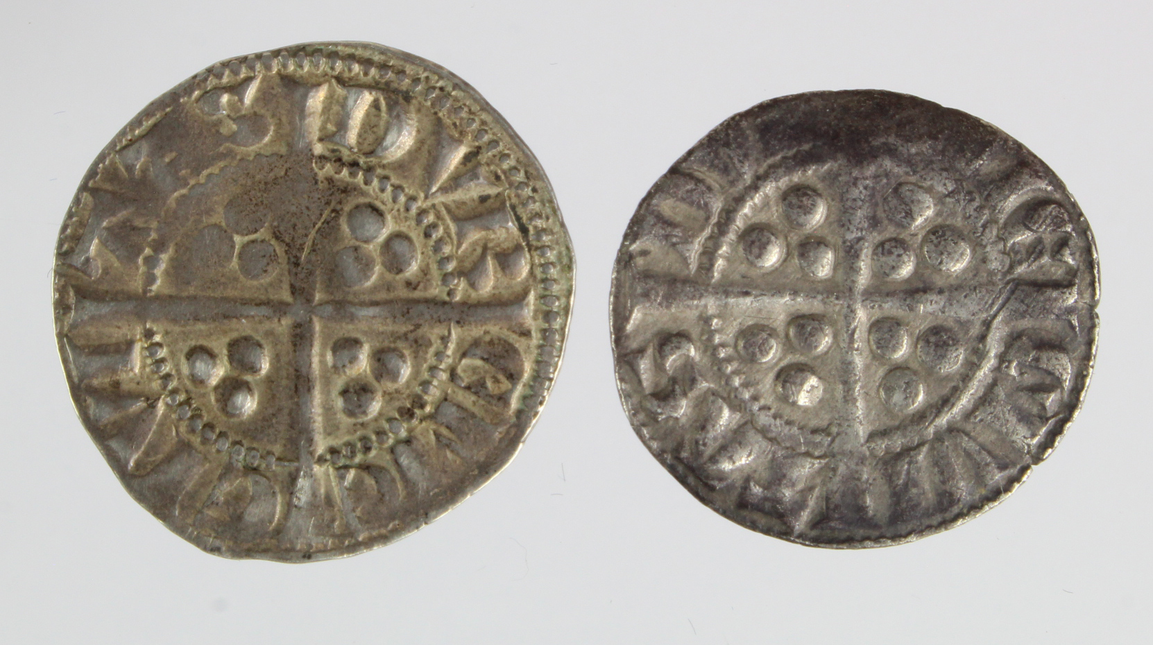 Edward I Durham silver pennies (2): Class 2b aVF, and Class 3b nVF; with tickets/provenances. - Image 2 of 2
