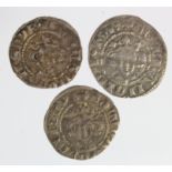 Edward I London silver pennies (3): Class 9a/b(?) mule GF-nVF, Class 9b1 GF, and Class9b2 nVF;