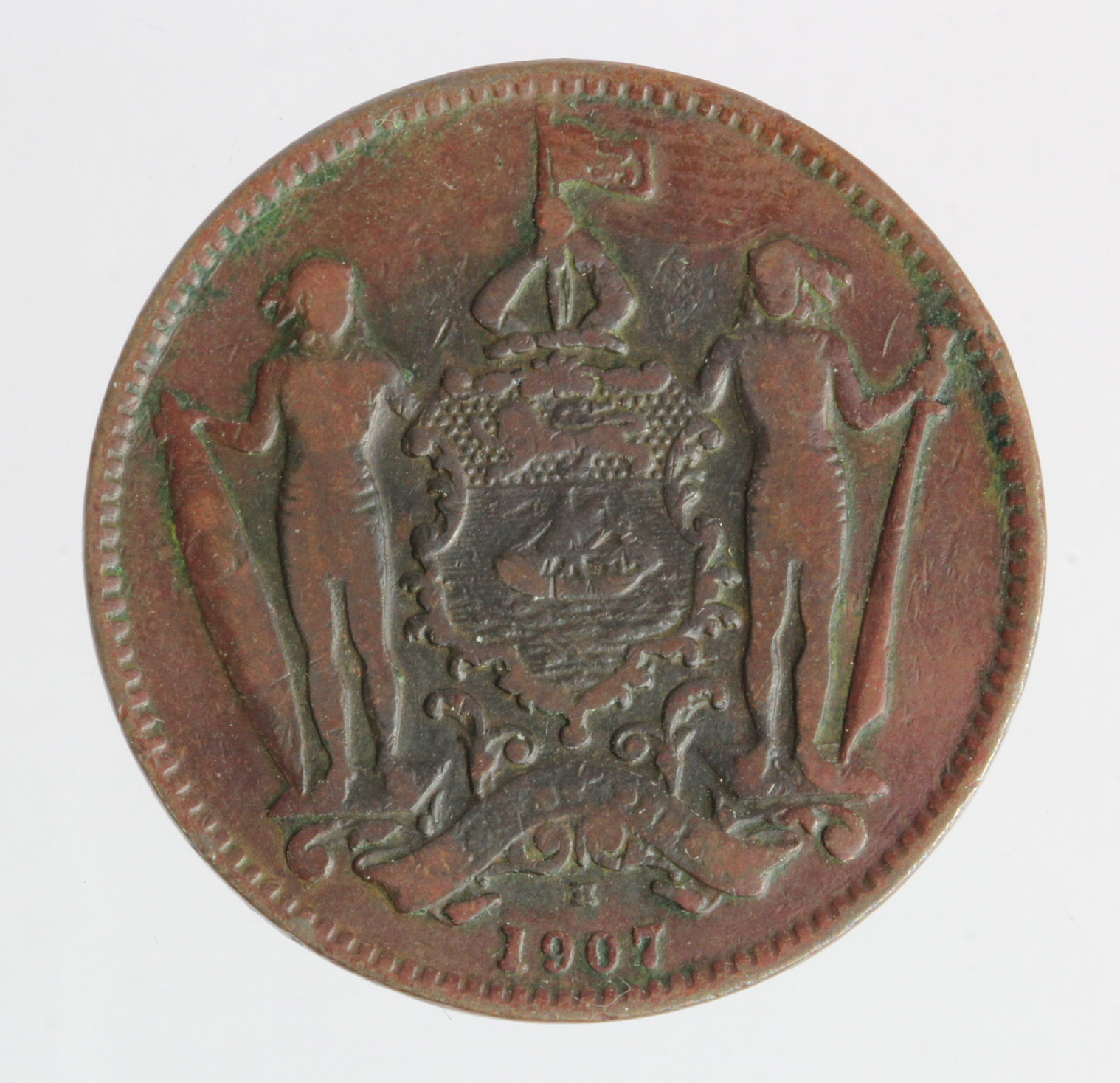 British North Borneo One Cent 1907H, GF