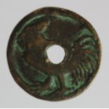 China, cockerel charm coin, bronze d.23mm.