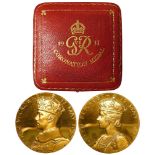 British Commemorative Medal, gold d.31.5mm, 23.5g: Coronation of George VI 1937, official Royal Mint