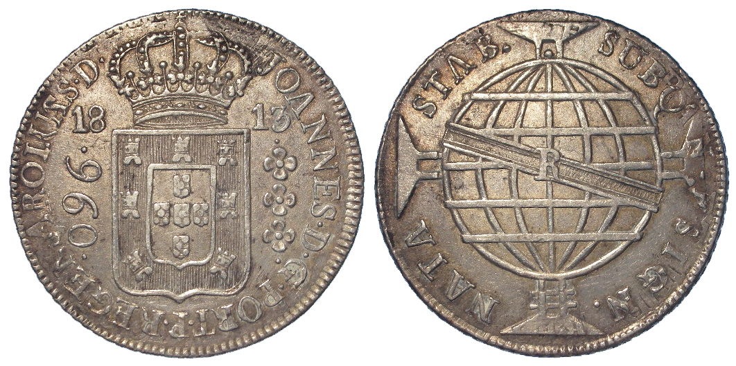 Brazil silver 960 Reis 1813 aEF