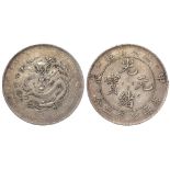 China, Kiang-Nan Province silver 7 Mace and 2 Candareens "Dragon Dollar" VF, a little weak on