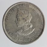 El Salvador silver Peso 1893 C.A.M., KM# 115.1, EF, light scratches.