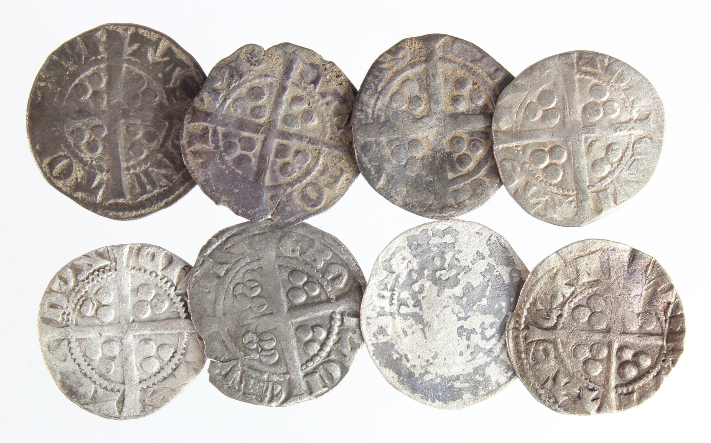 English Hammered Pennies (8) Edward Plantagenet various, mixed grade.