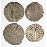 Edward I Canterbury silver pennies (4): Class 4e VF, Class 6b F-GF, Class 9b off-centre F, and Class