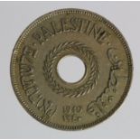 Palestine cupro-nickel 20 Mils 1940 VF, edge knock.