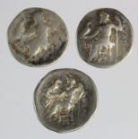 Ancient Greek (3) silver drachms of Alexander the Great or similar, Fair to GF