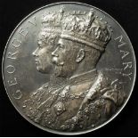 British Commemorative Medal, silver d.103mm: Coronation of George V 1911, large silver issue by F.