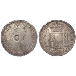 Dollar, George III oval countermark on a Spanish Mexico silver 8 Reales 1795 Mo FM, toned VF-GVF