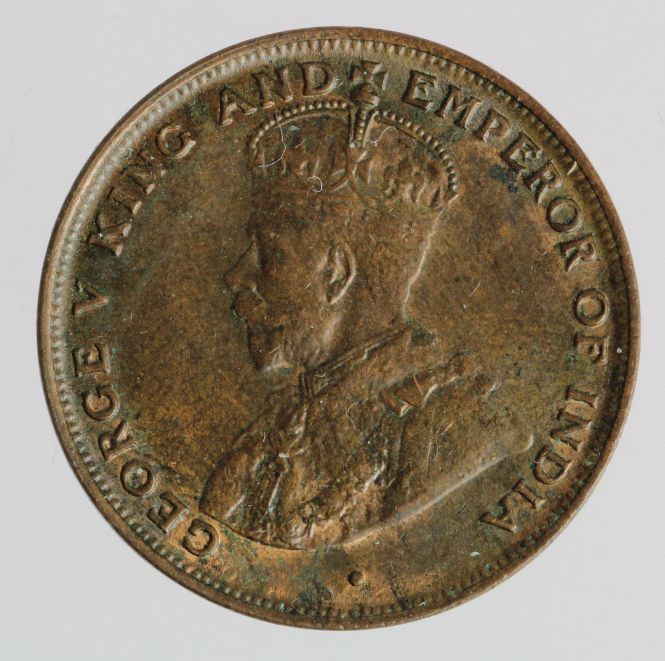 Hong Kong One Cent 1919H, EF trace lustre.