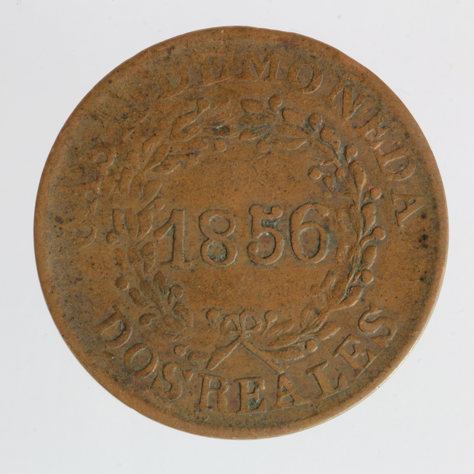 Argentina, Buenos Aires copper 2 Reales 1856 Fine.