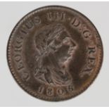 Farthing 1806 (K on truncation) EF or better with a trace of lustre