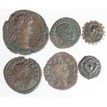 Roman & Ancient bronze coins (6) small assortment in collectable grade.