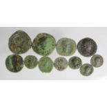 Roman bronze coins (11): Faustina Junior, Fecunditas sestertius nF, Hadrian, Aegyptos as, porous nF,