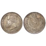 Brazil silver 2000 Reis 1889 toned EF