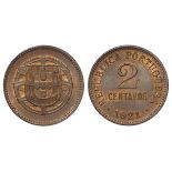 Portugal 2 Centavos 1921, scarce date, GEF with lustre.