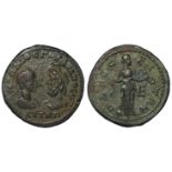 Gordian III bronze of c.28mm. of Odessus, Thrace, obverse:- Busts of Gordian III and Sarapis facing,