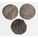 Edward I Bristol silver halfpennies (3): Class 3 F, ditto with a crack, and Class 4c S.1439 toned