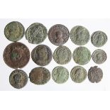 Late Roman Imperial bronzes, these of mixed module x 15, GF to VF [15]