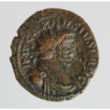 Carausius billon antoninianus, obverse:- Radiate bust, draped and curassed, right, reverse:- PAX