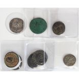 Roman Coins (9) mostly late bronzes in nice grade, plus a Concordia denarius of Empress Julia Paula,