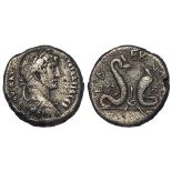 Hadrian billon treadrachm of Alexandria, Egypt of 125-126 A.D., obverse:- Laureate, draped and