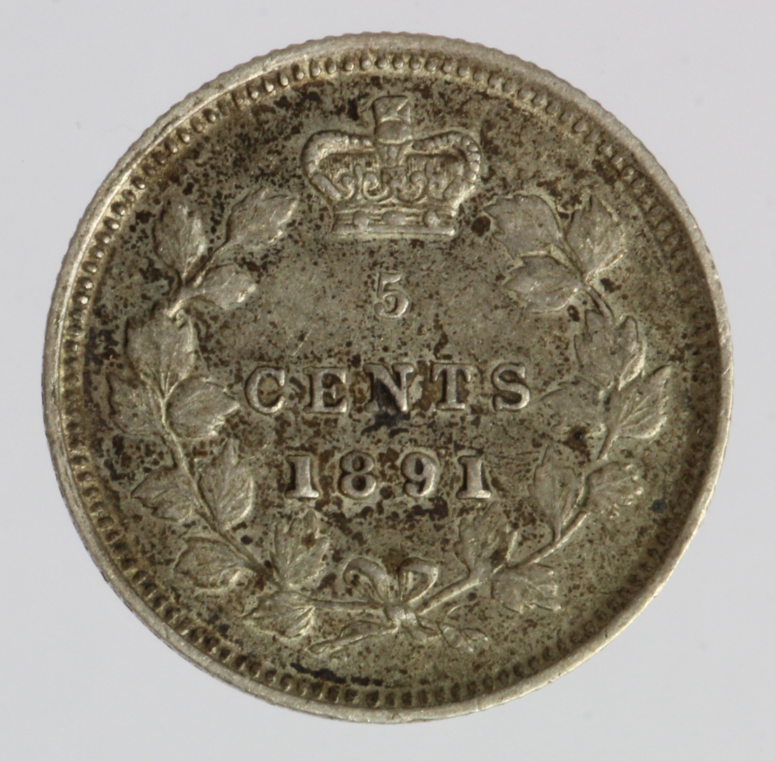 Canada silver 5 Cents 1891 VF - Bild 2 aus 2