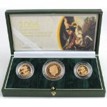 Three coin set 2006 (Two Pounds, Sovereign & Half Sovereign) Proof FDC boxed as issued