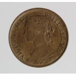 Farthing 1861, 4 berries, toned GEF