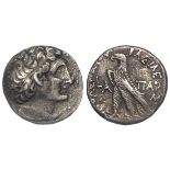 Ptolemaic Kingdom of Egypt, silver tetradrachm of Ptolemy X, Alexander, obverse:- Diademed bust of