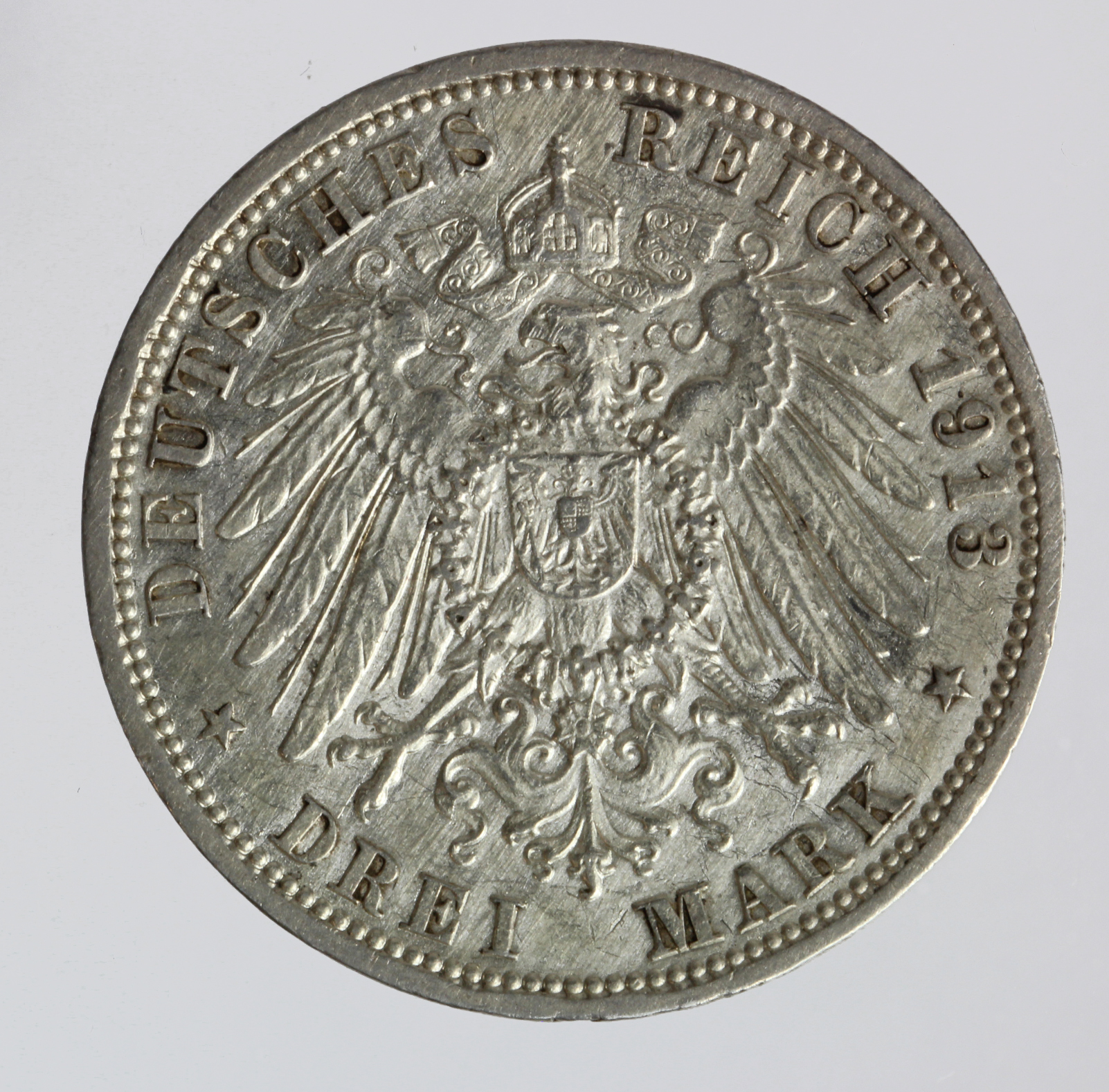 Germany silver 3 marks for the Silver Jubilee of Wilhelm II, 1913A, light ovalall marks on - Bild 2 aus 2