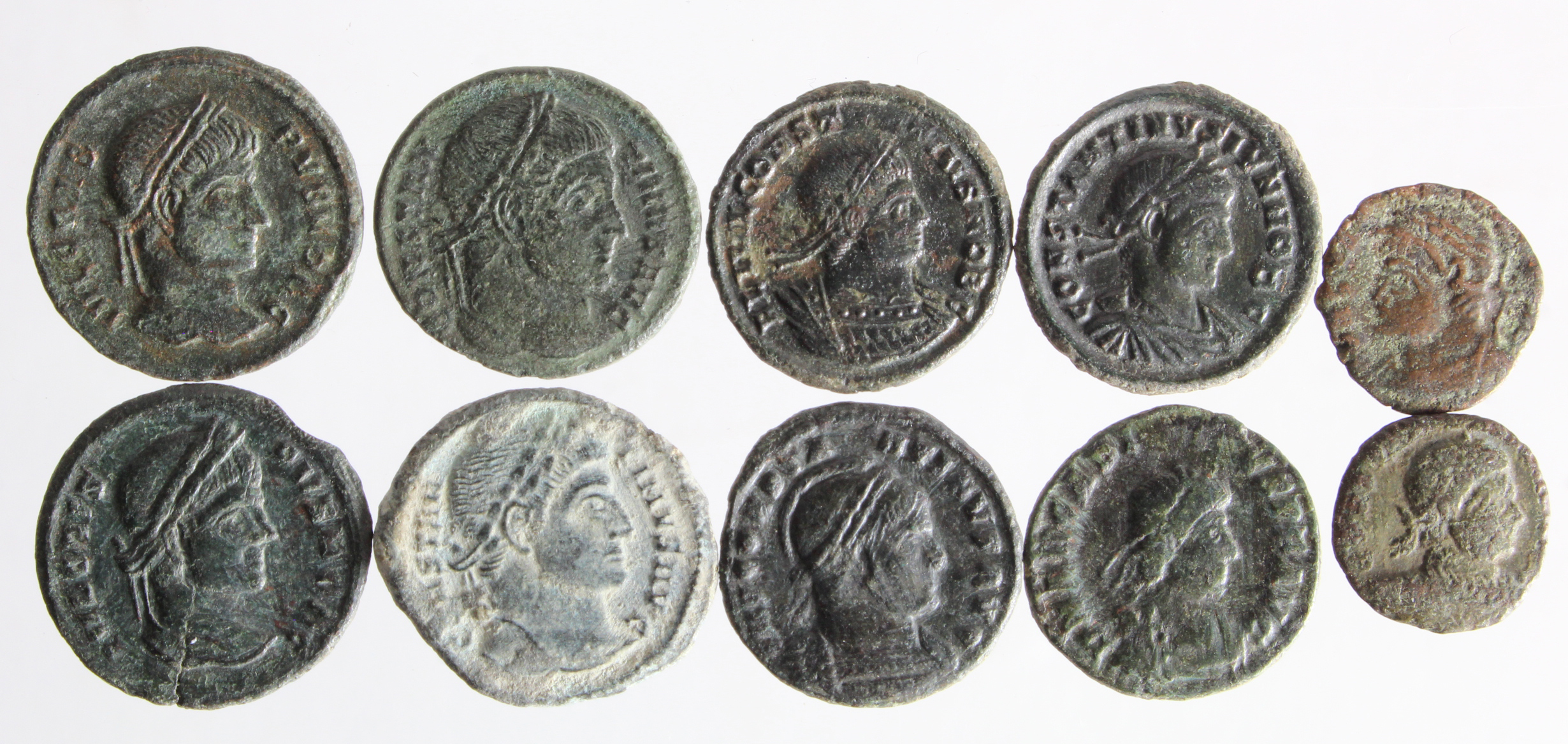 Late Roman Imperial bronzes, including some in above average condition, F to VF [10]