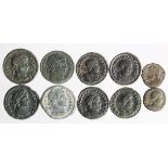 Late Roman Imperial bronzes, including some in above average condition, F to VF [10]