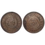 Ceylon bronze token 19th. century of George Stewart of Wekande [Coffee] Mills, 1843, just a hint