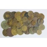 Jetons (35) assortment, many different types, mixed grade.