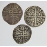 Edward I Bury St Edmunds silver pennies (3): Class 10a/b5 F, plugged, Class 10cf5nVF, and S.1418 VG,