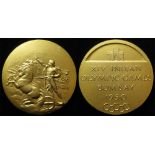 Indian XIV Olympic Games Bombay 1950, gilt bronze medal awarded to competitors. (51mm)