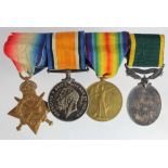 1915 Star Trio to (53967 Pte S Keepin Yorks L.I.) (Pair named 17268 Pte S Keepin North'D Fus), and
