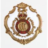 Sweetheart badge - King's Own Scottish Borderers brass & white faced enamel