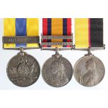 Queens Sudan Medal 1899 silver (4089 Pte J H Booth 1/N.Staff R), QSA with bars Tra/SA02 (4089 Pte