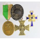 German Nazi medals / badge, West Wall Medal, Mother Cross in Gold (no ribbon), Police Long