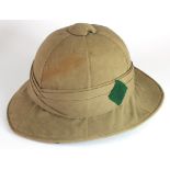 Pith Helmet a 1915 dated (inside liner) British Military issue example, crows foot stamped