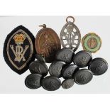 Nursing (District) Lot comprising a bronze badge, cloth badge and 11 buttons, + a S.E.A.N. badge and